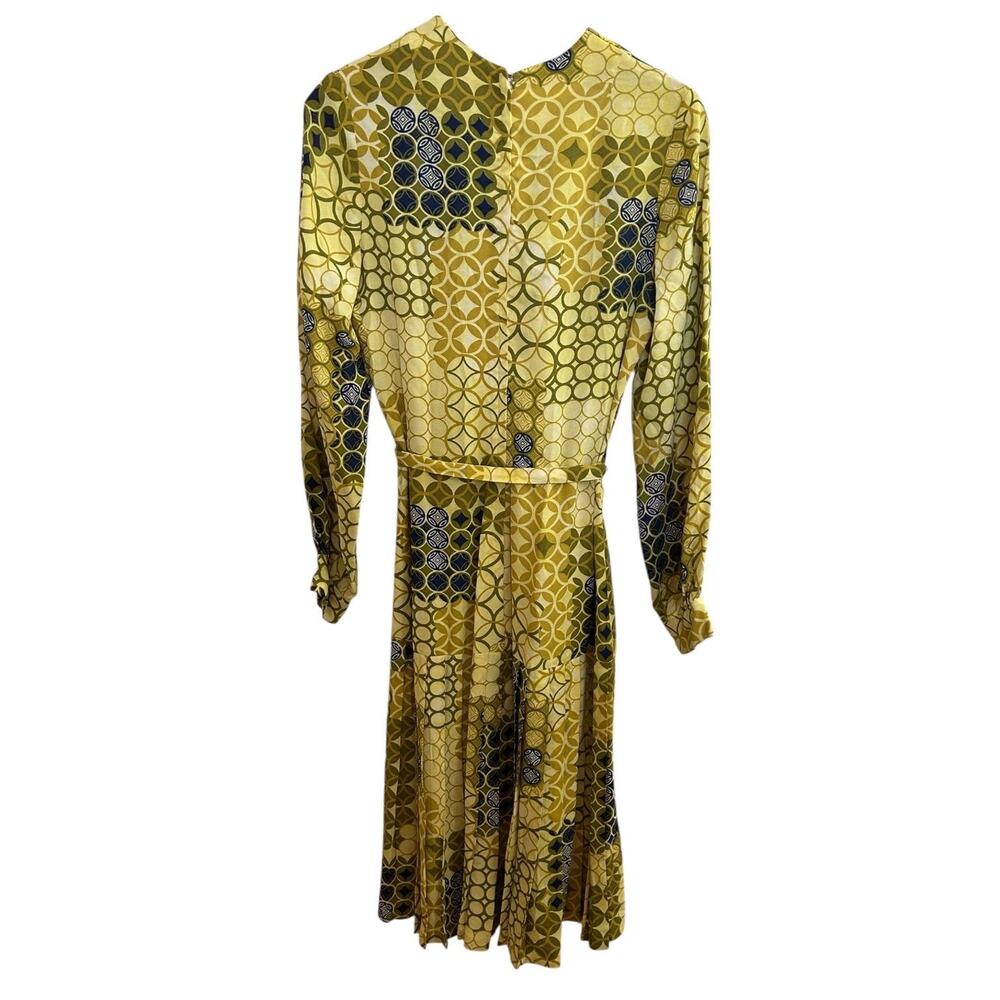 1960s Mod Geometric Print Dress with Scarf & Belt - Picture 4 of 10